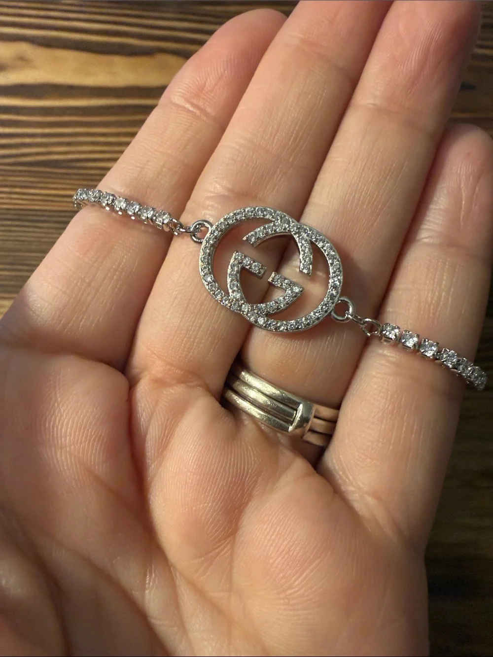 Adjustable Silver-Tone Slider Bracelet GG for Women